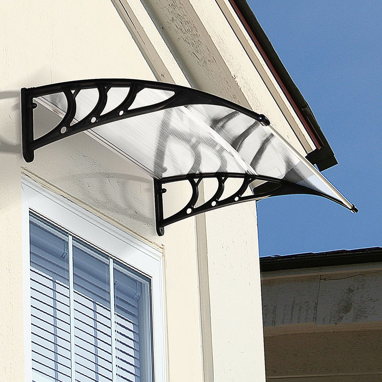 Outsunny Vordach Haustürvordach 100 x 75 cm Pultvordach Überdachung Transparent