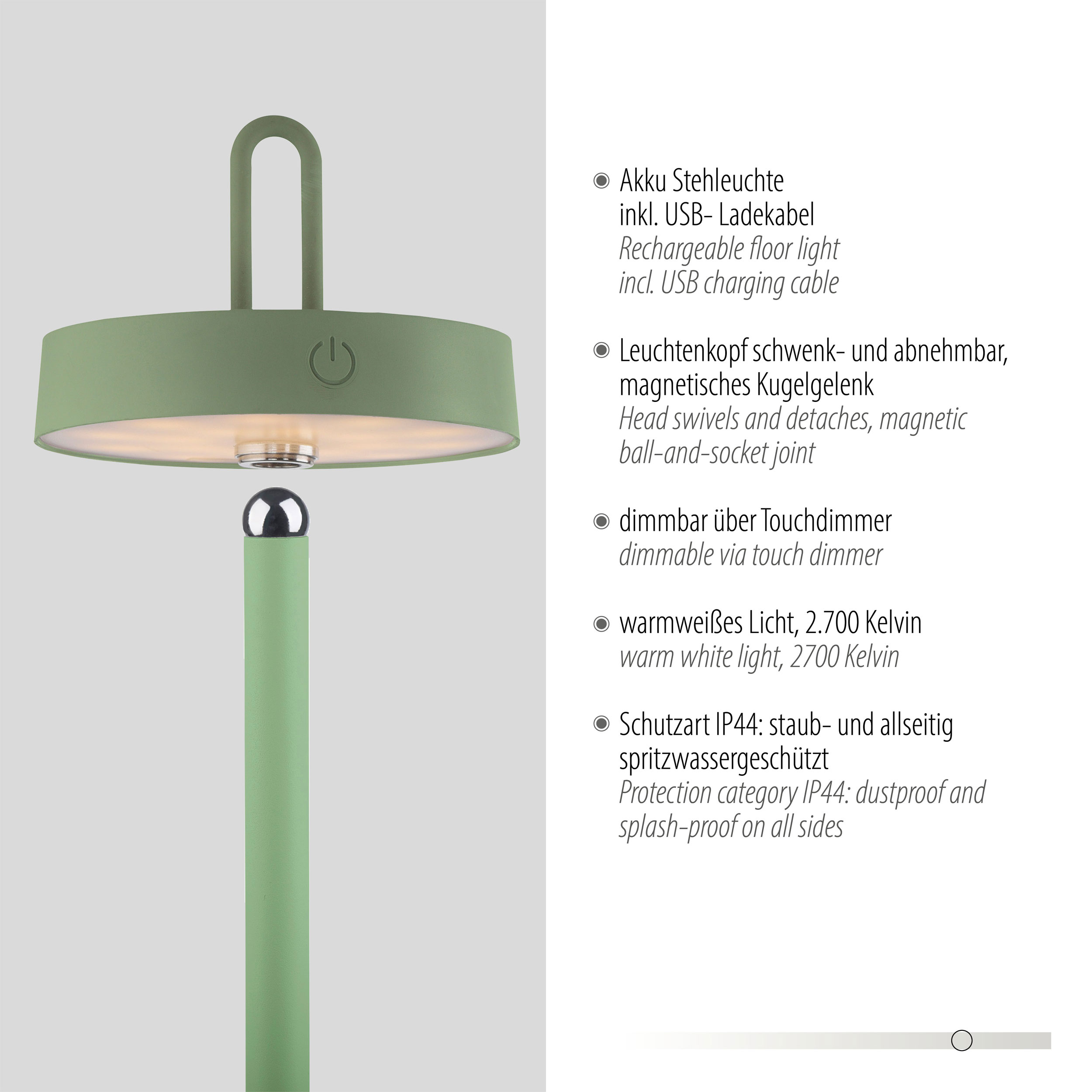 JUST LIGHT.LED-Akku-Stehleuchte 1flg