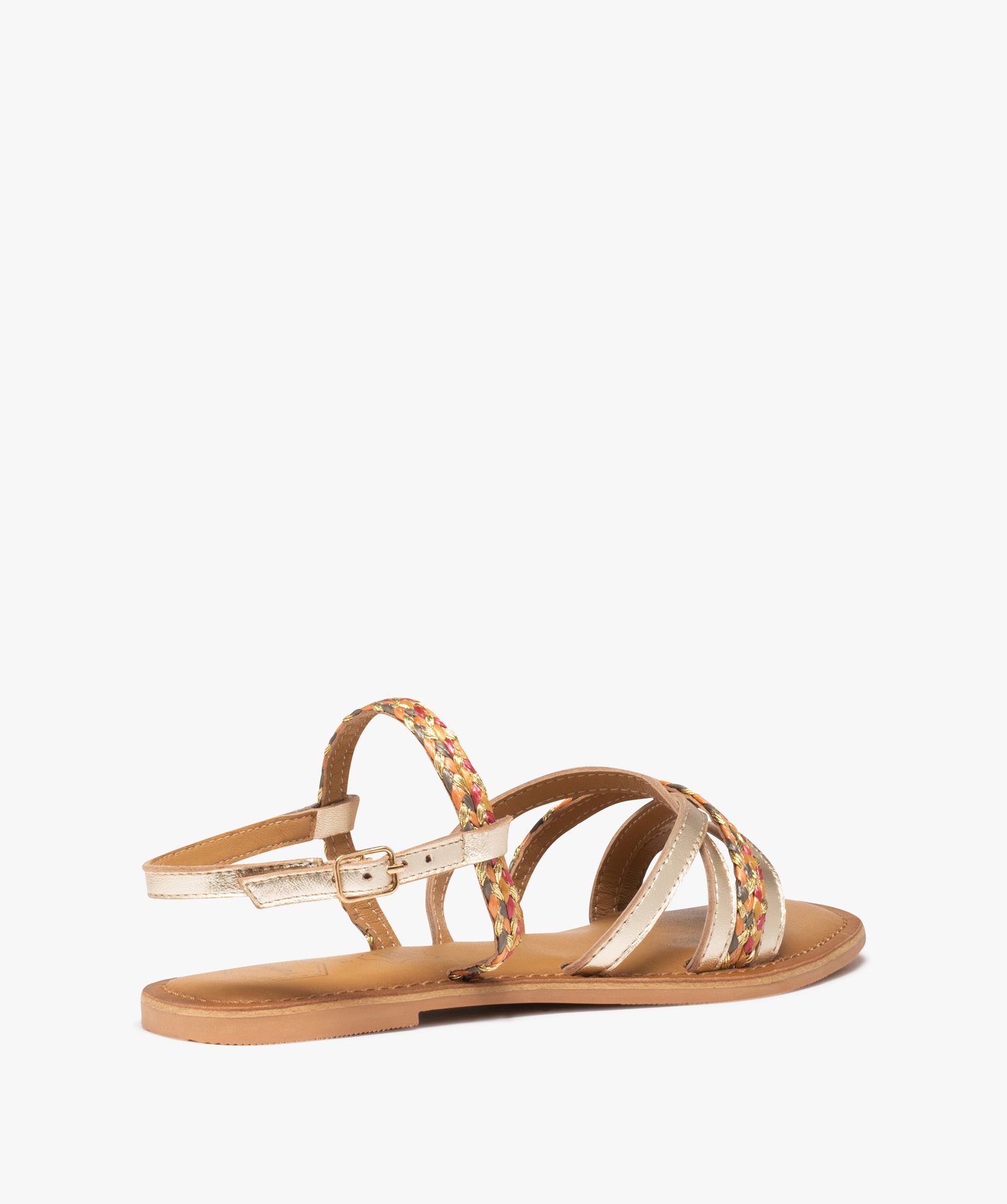 Sandales femme à brides métallisées en cuir - Tanéo or | GEMO