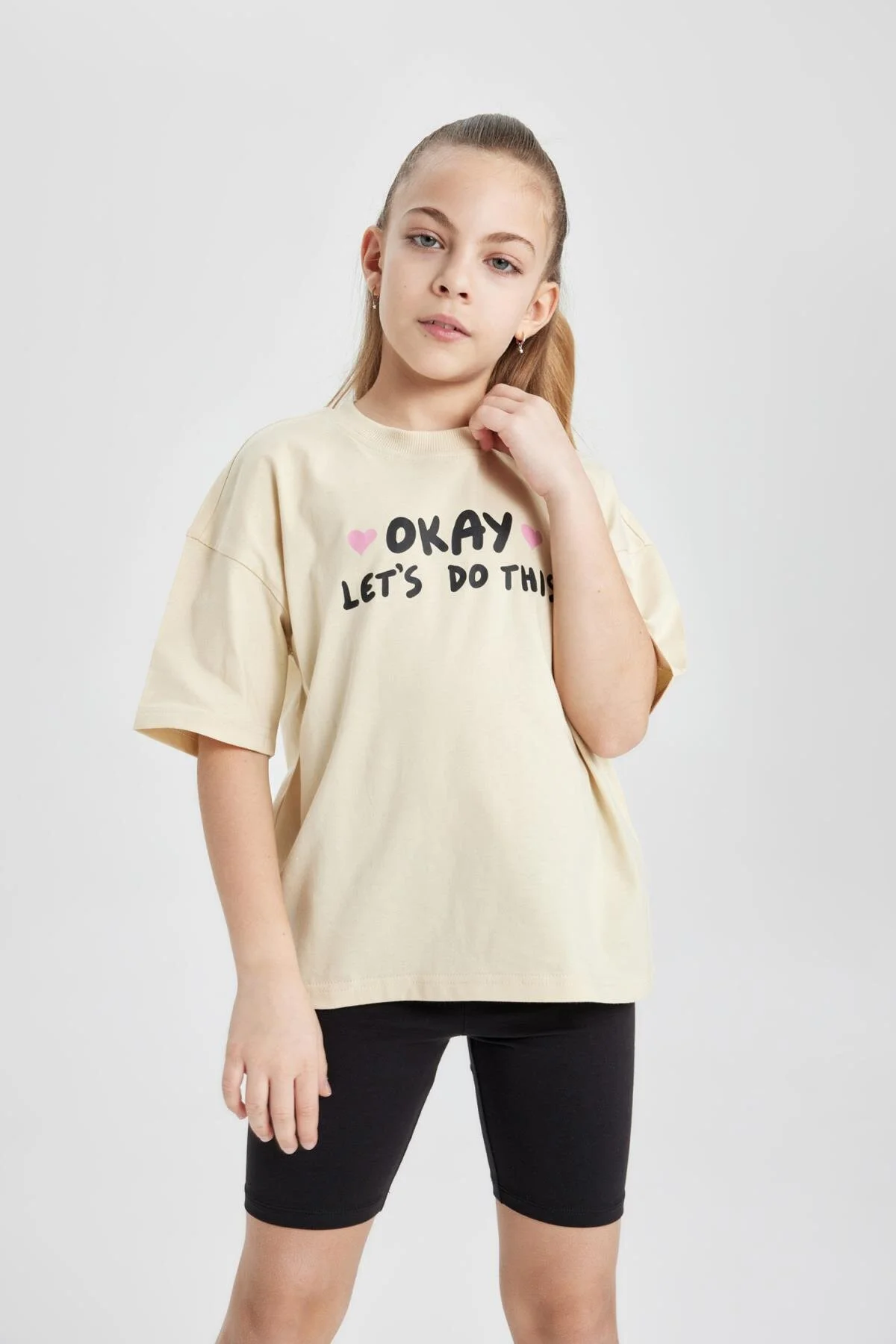 DeFacto  Bedrucktes Kurzarm-T-Shirt für Mädchen in Oversize-Passform B5129a824sm