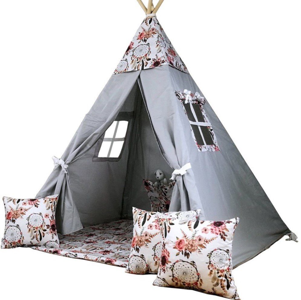 Pamek Tipi-Zelt Kinder Spielzelt Teepee Zelt Tipizelt für Kinder Traumfänger, Personen: 2 (7 tlg)