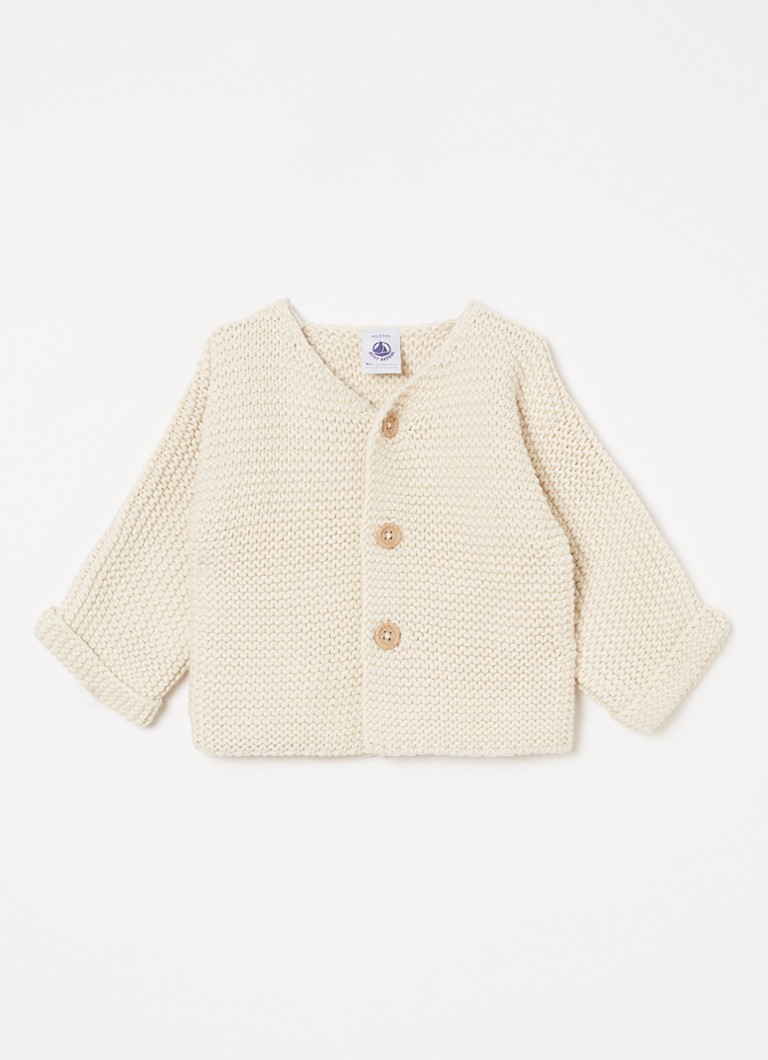 Cardigan Petit Bateau cu guler rotund și tricotat gros
