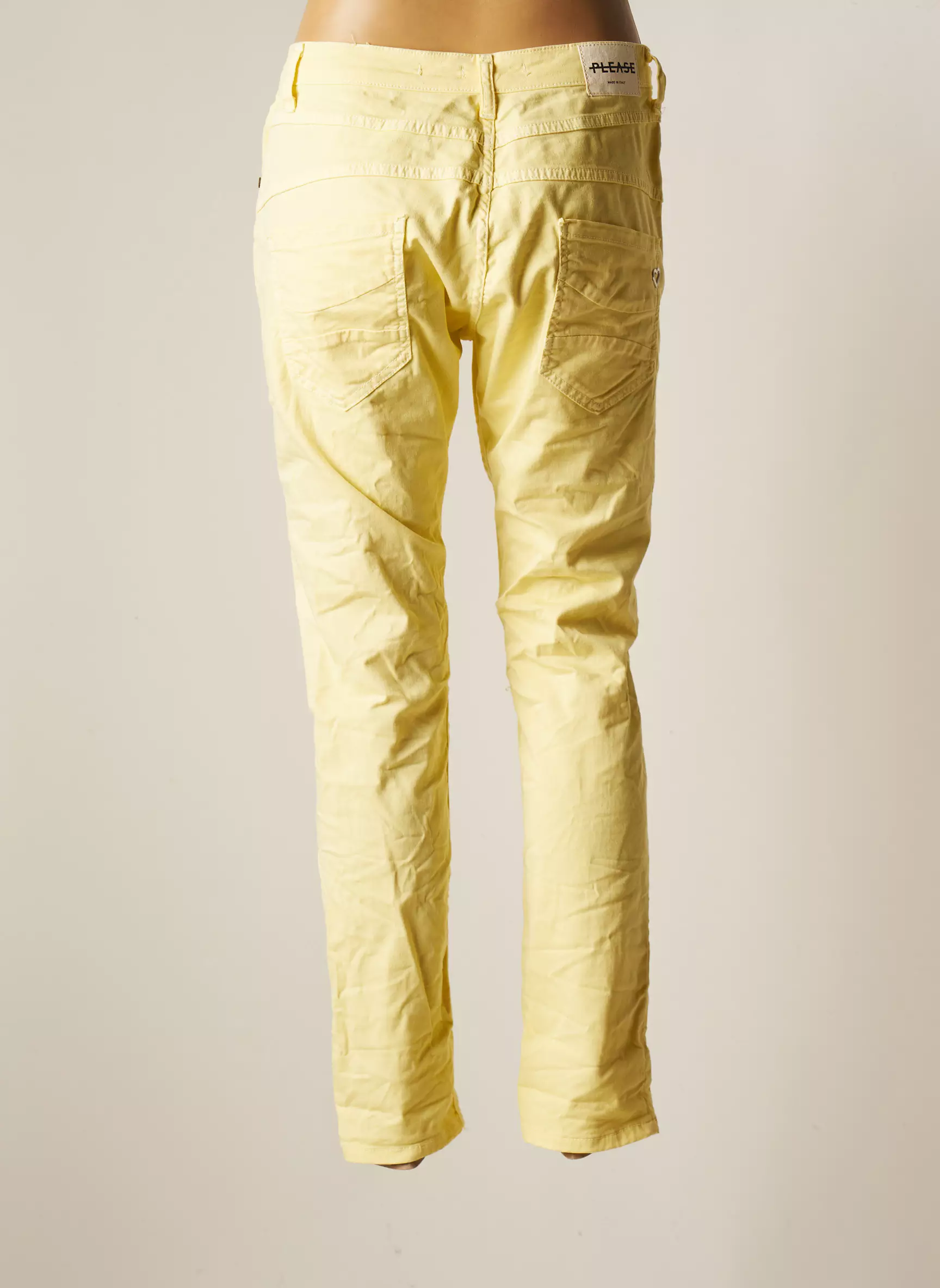 Please Pantalons Droits Femme couleur jaune