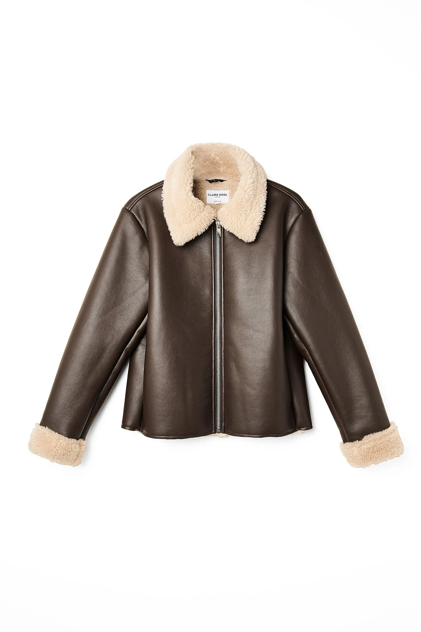 Kurze PU-Jacke aus Teddystoff