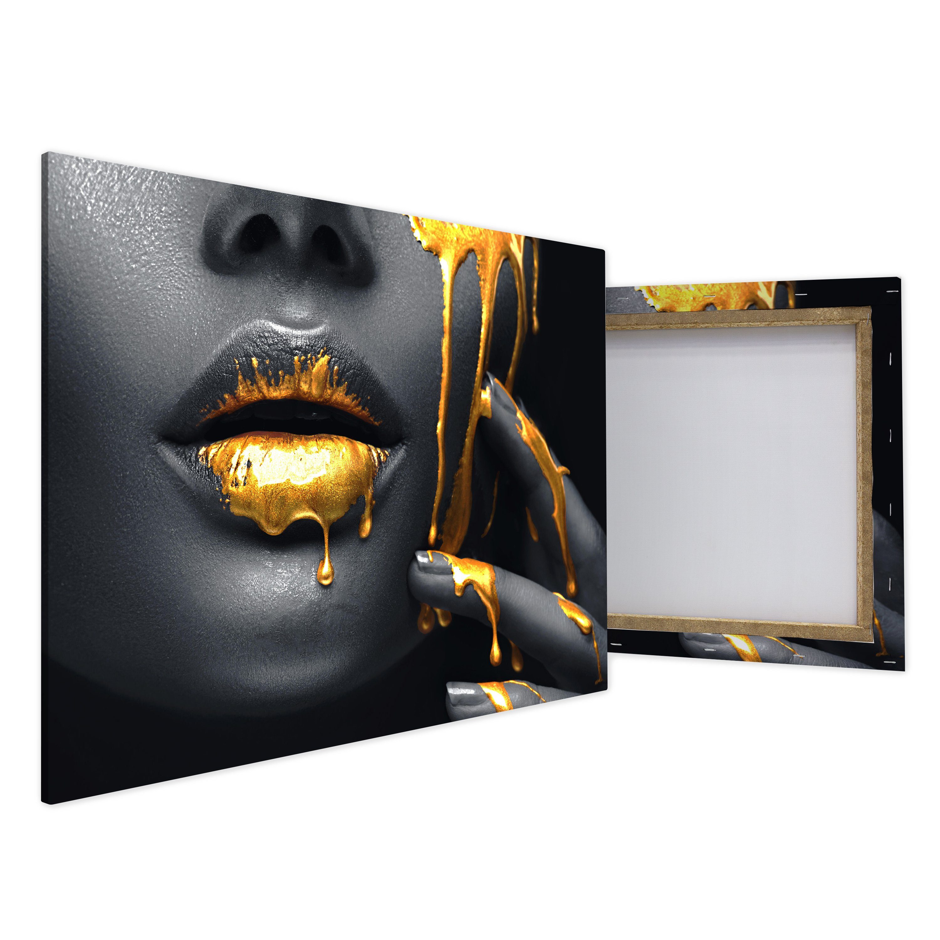 wandmotiv24 Leinwandbild Frauen Lippen, Lippen (1 St), Wandbild, Wanddeko, Leinwandbilder in versch. Größen