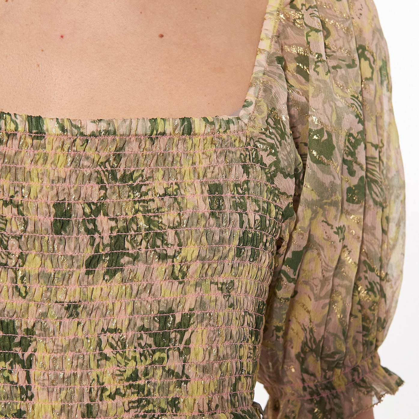 BROOK  Blouse fleurie verte Femme en 100% polyester recyclé