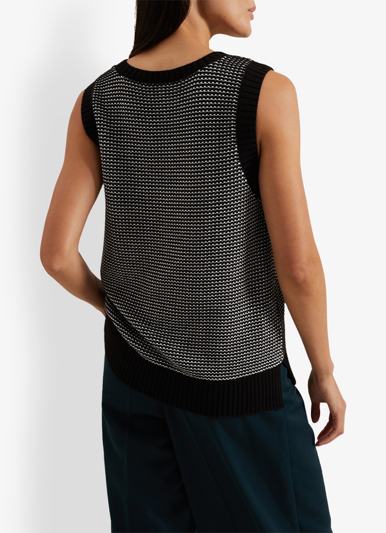 Phase Eight Zoe top in linen blend with knitted pattern
