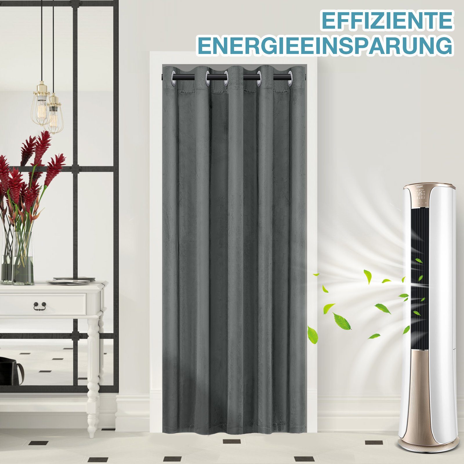 BTTO Raumteiler Türvorhang Blickdicht Vorhang Gardinen mit ösen Samtvorhänge, 1-tlg., Thermogardinen,Samt Velvet,Wärmeisolierend,für Wohnzimmer Schlafzimmer