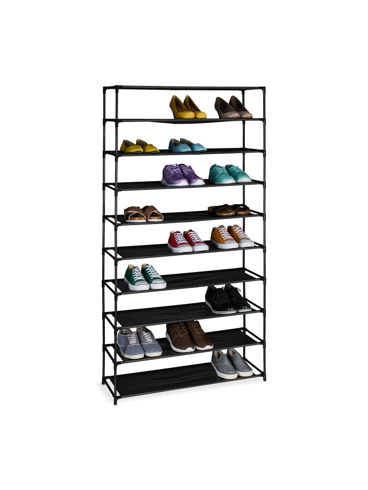 relaxdays Schuhregal in Schwarz - (B)83 x (H)158 x (T)28 cm günstig kaufen onesize