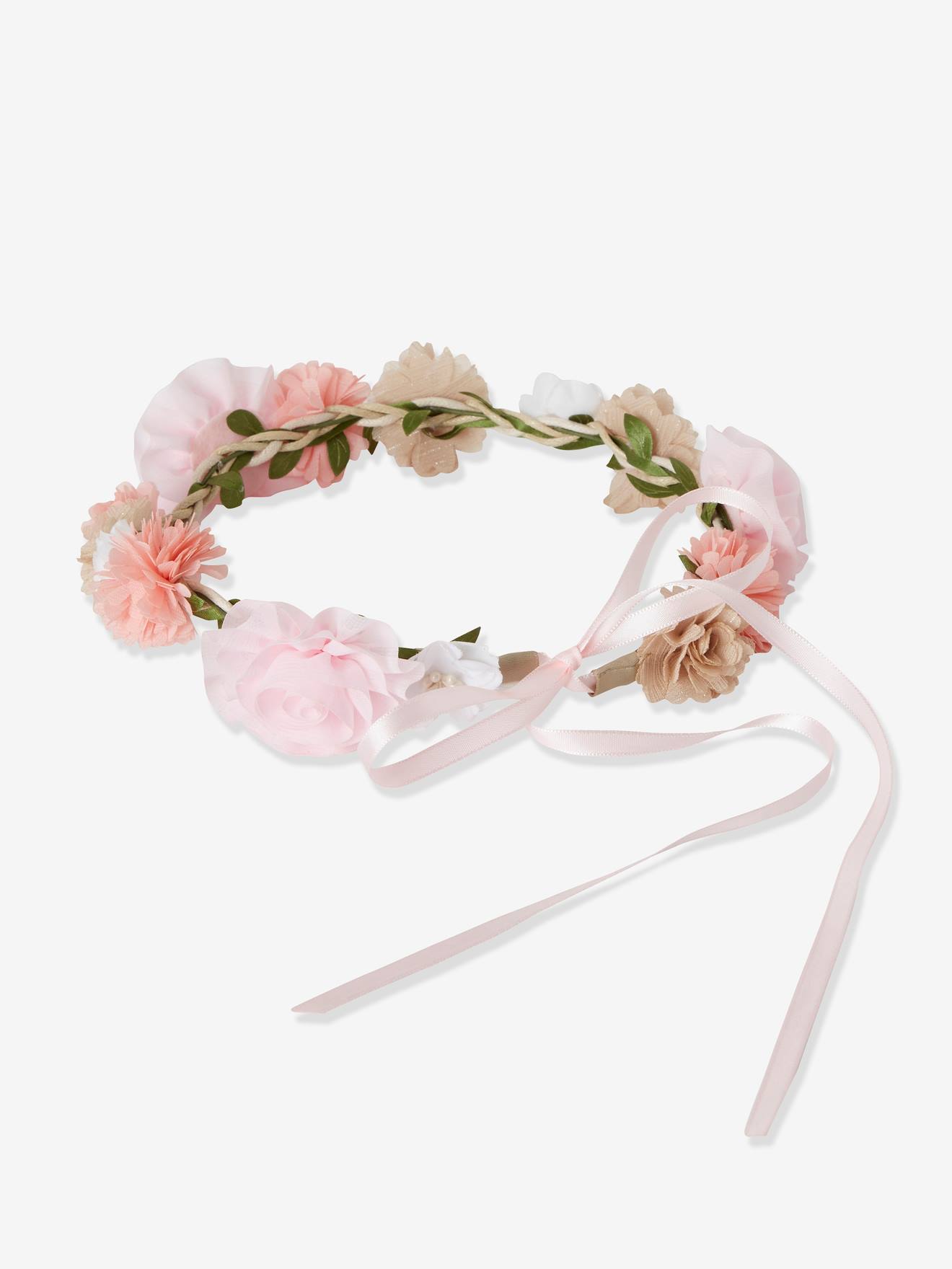 Couronne de fleurs roses fille eau de rose