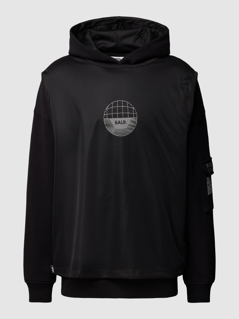 Hoodie mit Label-Print Modell 'Joey' in schwarz