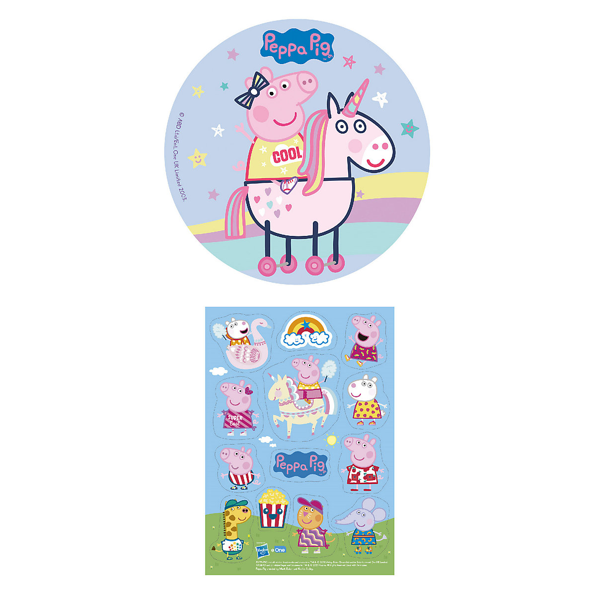 2er Set Peppa Wutz Essbarer Tortenaufleger + Mini-Törtchenaufleger