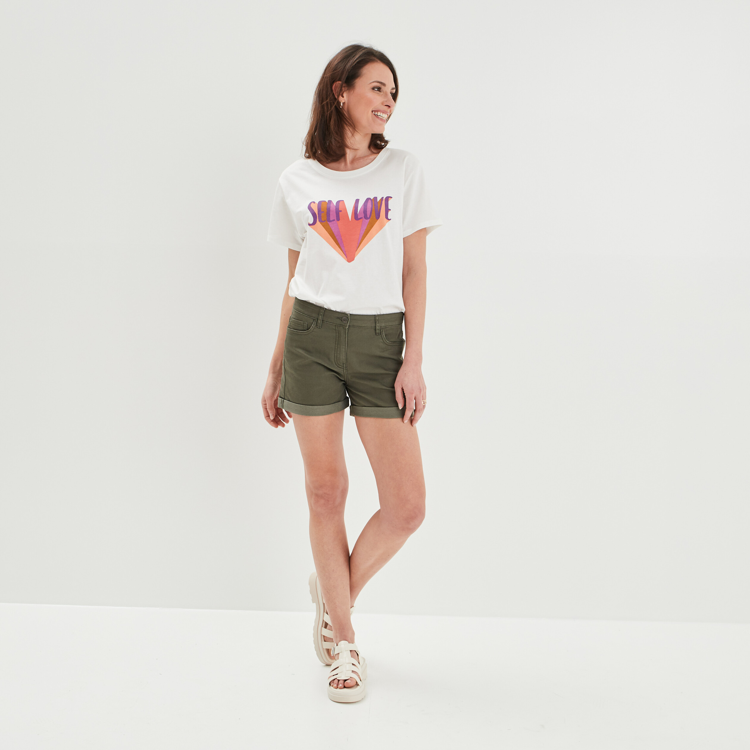 T-shirt manches courtes blanc femme | La Halle