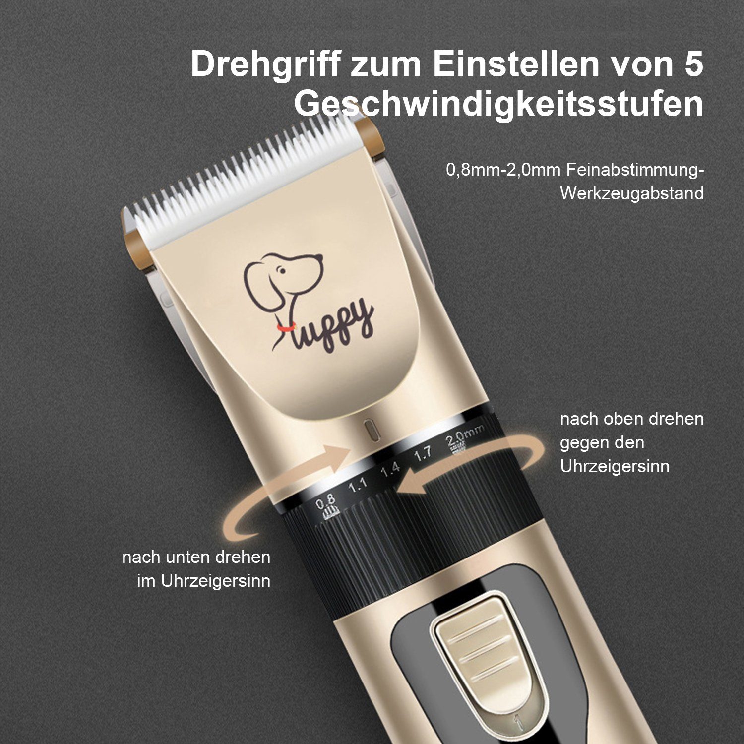 Vicbuy Hundeschermaschine, 12er Tierhaarschneidemaschine-Set 5 Einstellstufen