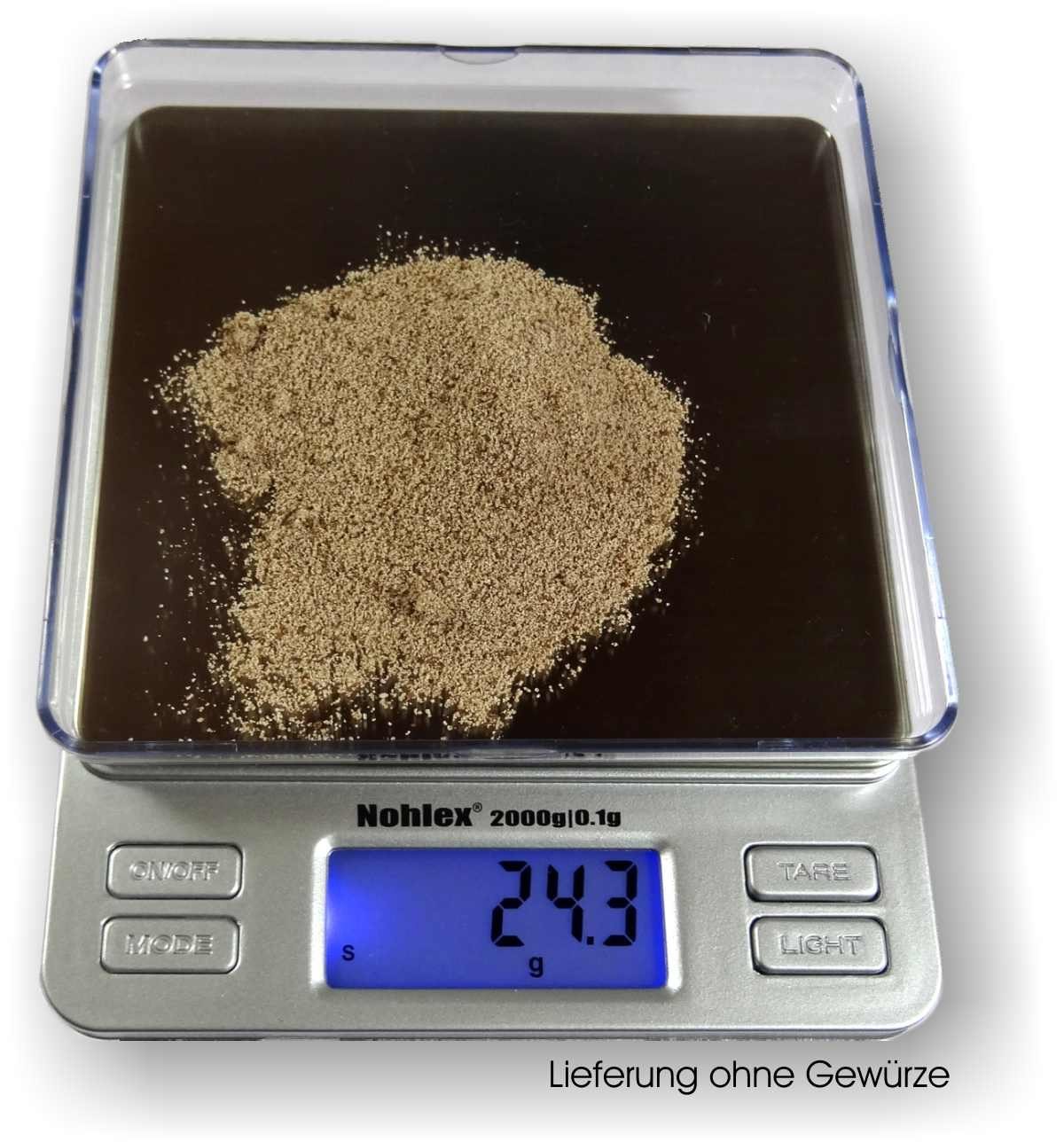 NOHLEX Küchenwaage Nohlex 2000g/0.1g Feinwaage für die Küche mit 2 Wiegeschalen. Edelstahl Plattform. Tara Funktion. Inkl. Batterien, LCD Display