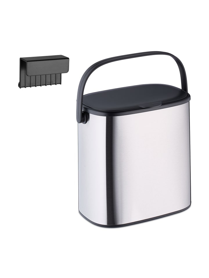 relaxdays Mülleimer in Silber/ Schwarz - 5 l günstig kaufen onesize