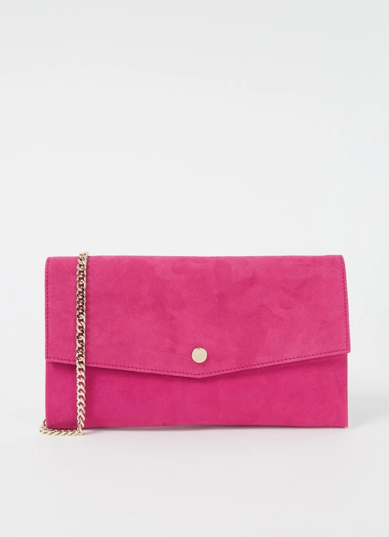 L.K.Bennett  Layla clutch van suède met afneembare schouderriem