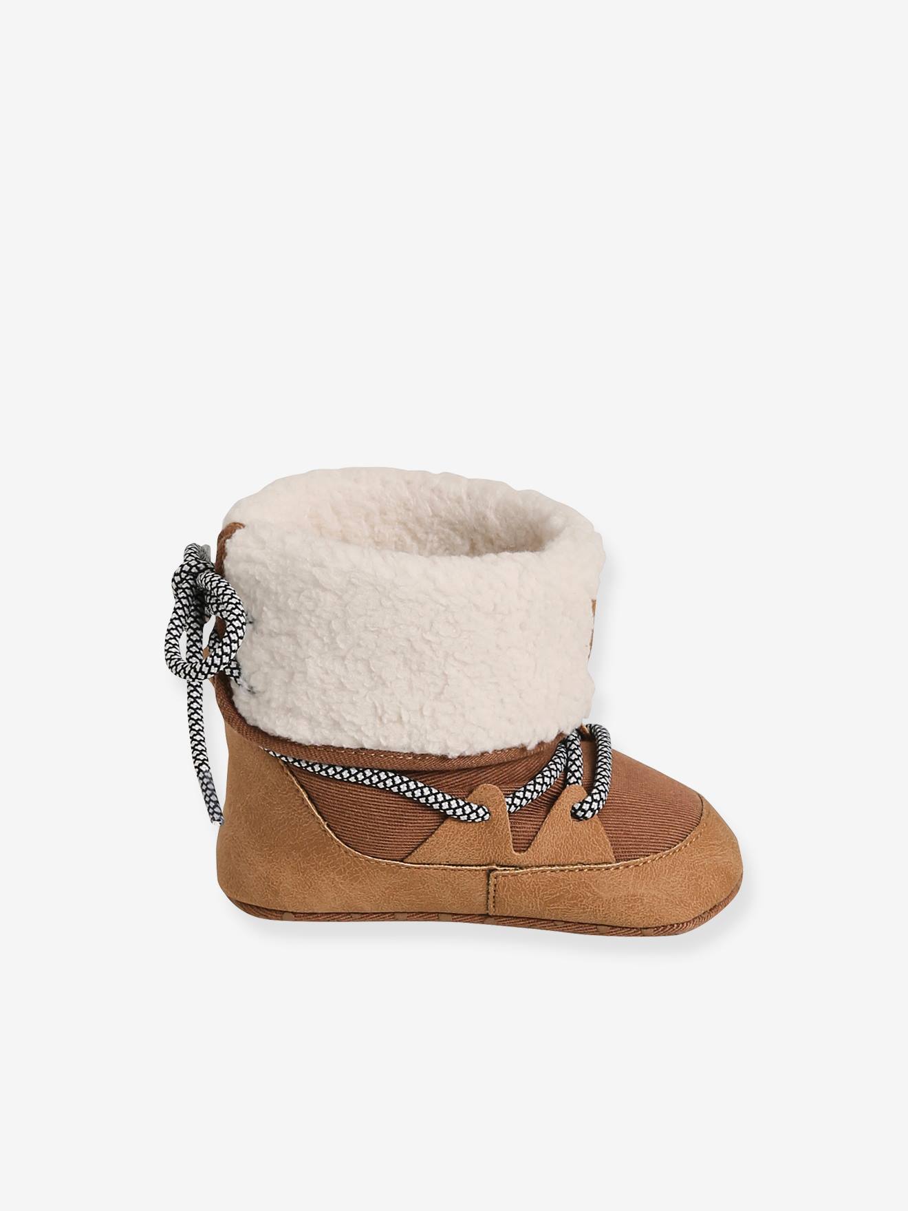 Chaussons de parc bottillons fourrés bébé marron