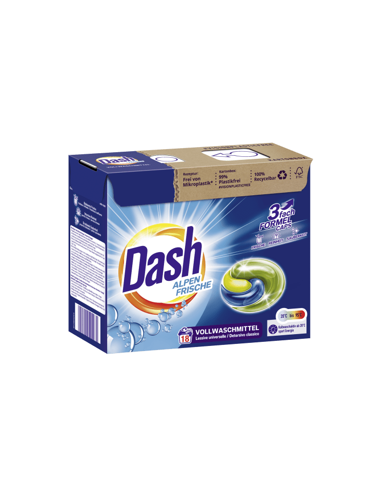 Dash Alpen Frische 3in1 Vollwaschmittel-Caps für weiße Wäsche I 18 Waschladungen günstig kaufen onesize