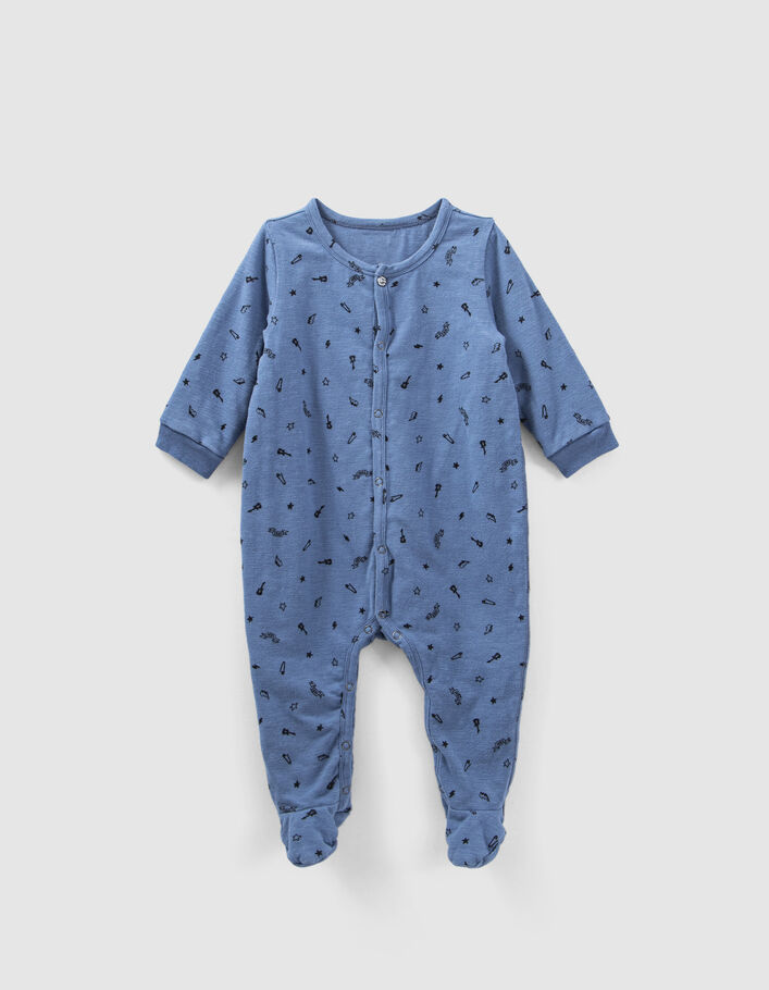 Dors-bien bleu moyen imprimé rock coton bio bébé