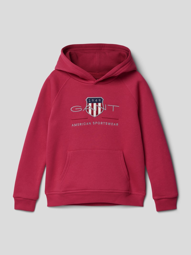 Hoodie mit Label-Stitching Modell 'ARCHIVE' in fuchsia