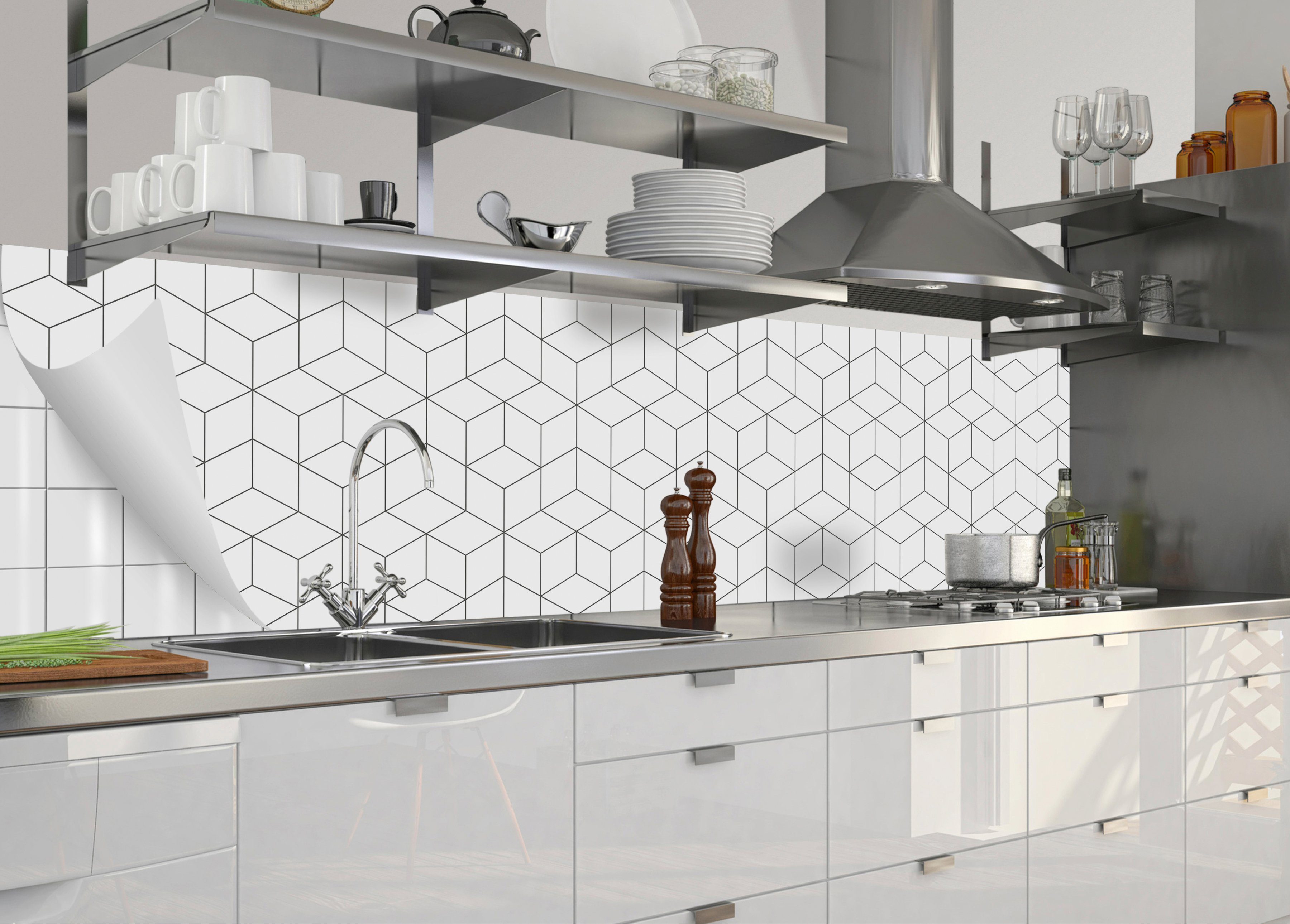 MySpotti Küchenrückwand fixy Hexagon, selbstklebende und flexible Küchenrückwand-Folie