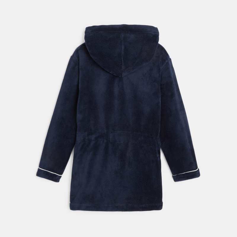 Peignoir à capuche en polaire bleu garçon