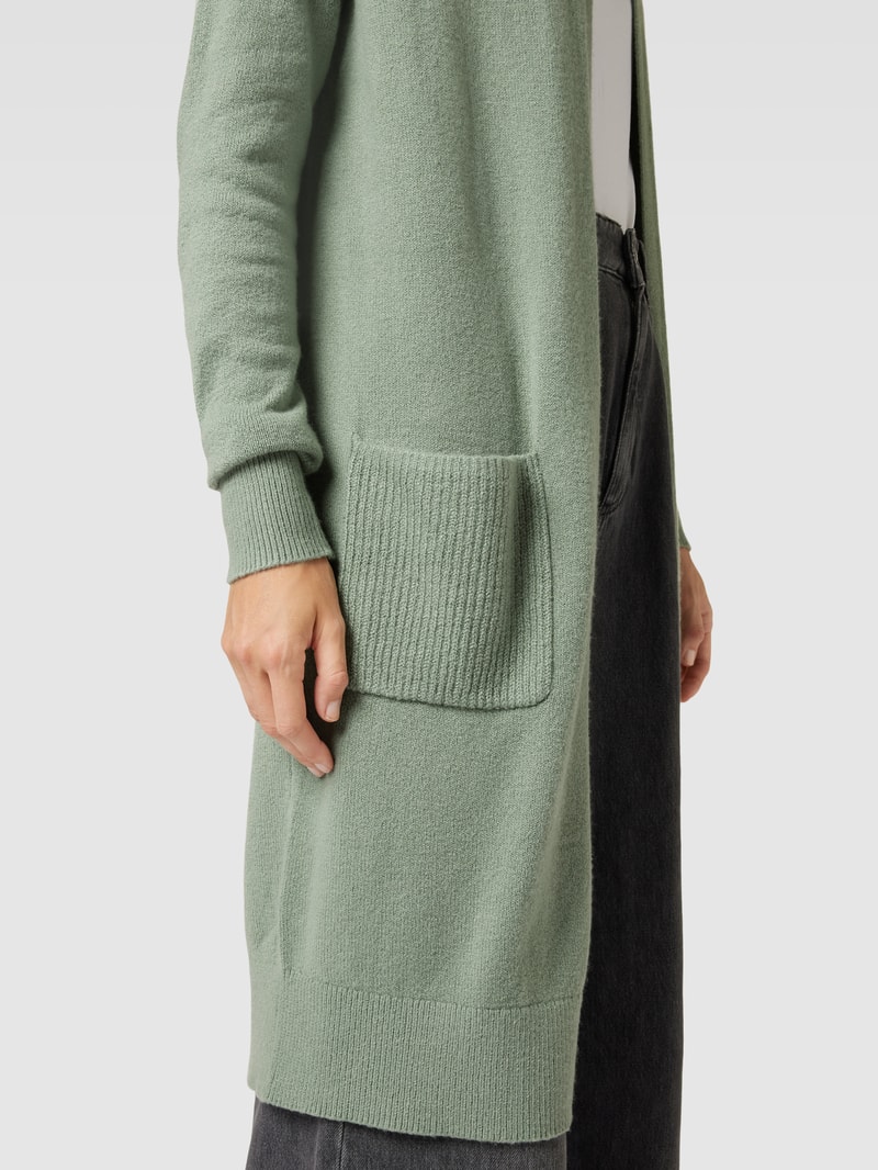 Longcardigan mit Kapuze in hellgrün