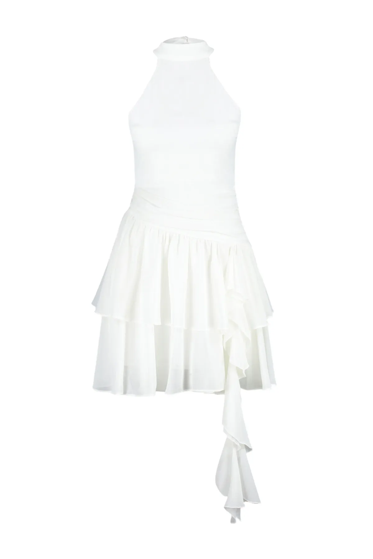 Trendyol Collection  Weißes Braut-Hochzeits-/Nikah-Elegantes Abendkleid mit Rüschen TPRSS24EL00122