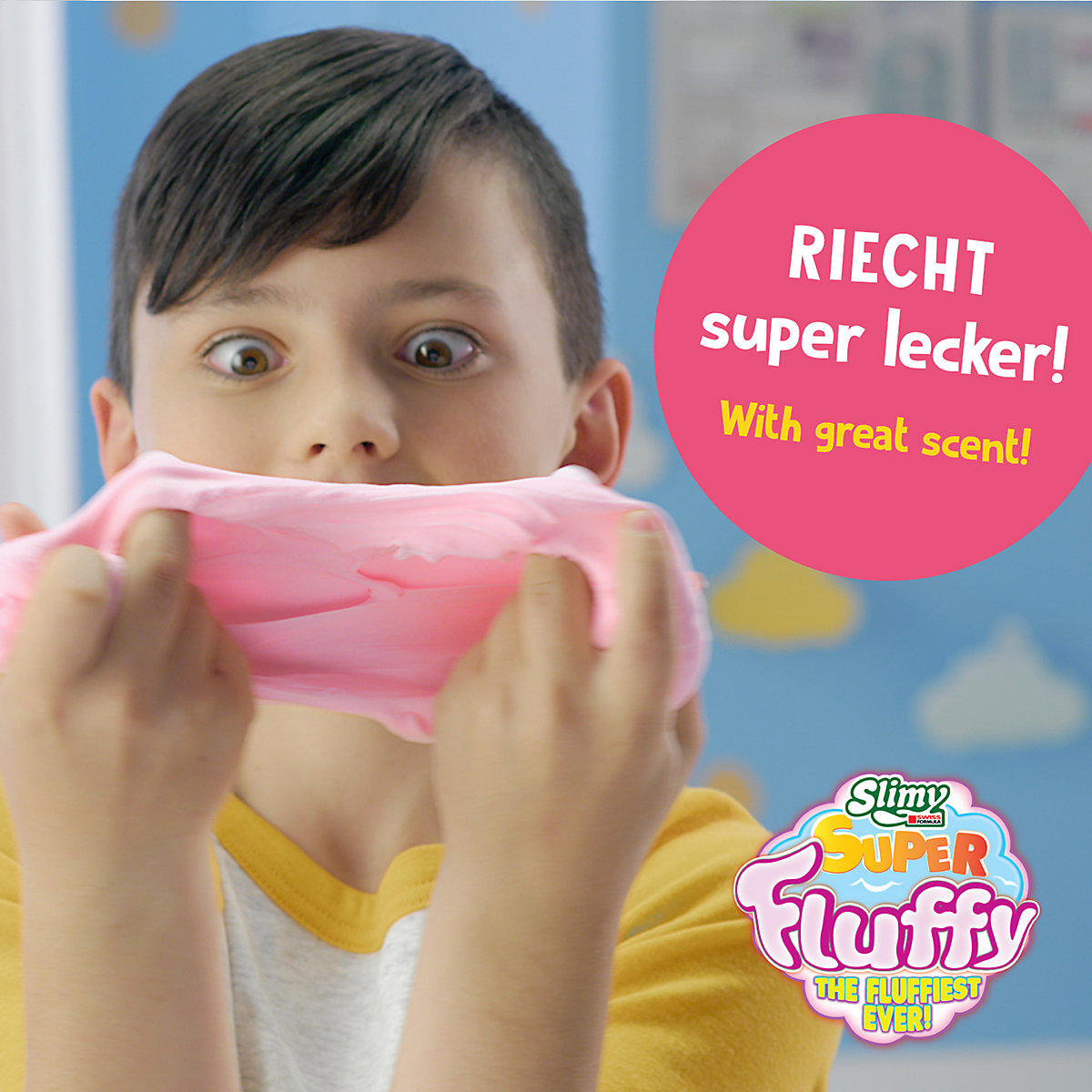 SLIMY® Super Fluffy 100g Spielmasse im Becher - der flaumigste Original Slimy Slime, lustig duftende Schleim Knete für Kinder