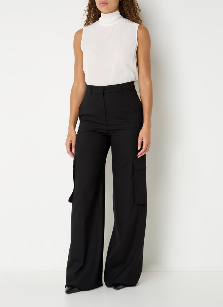 Pantaloni largi din lână cu talie înaltă MaxMara Ghiera