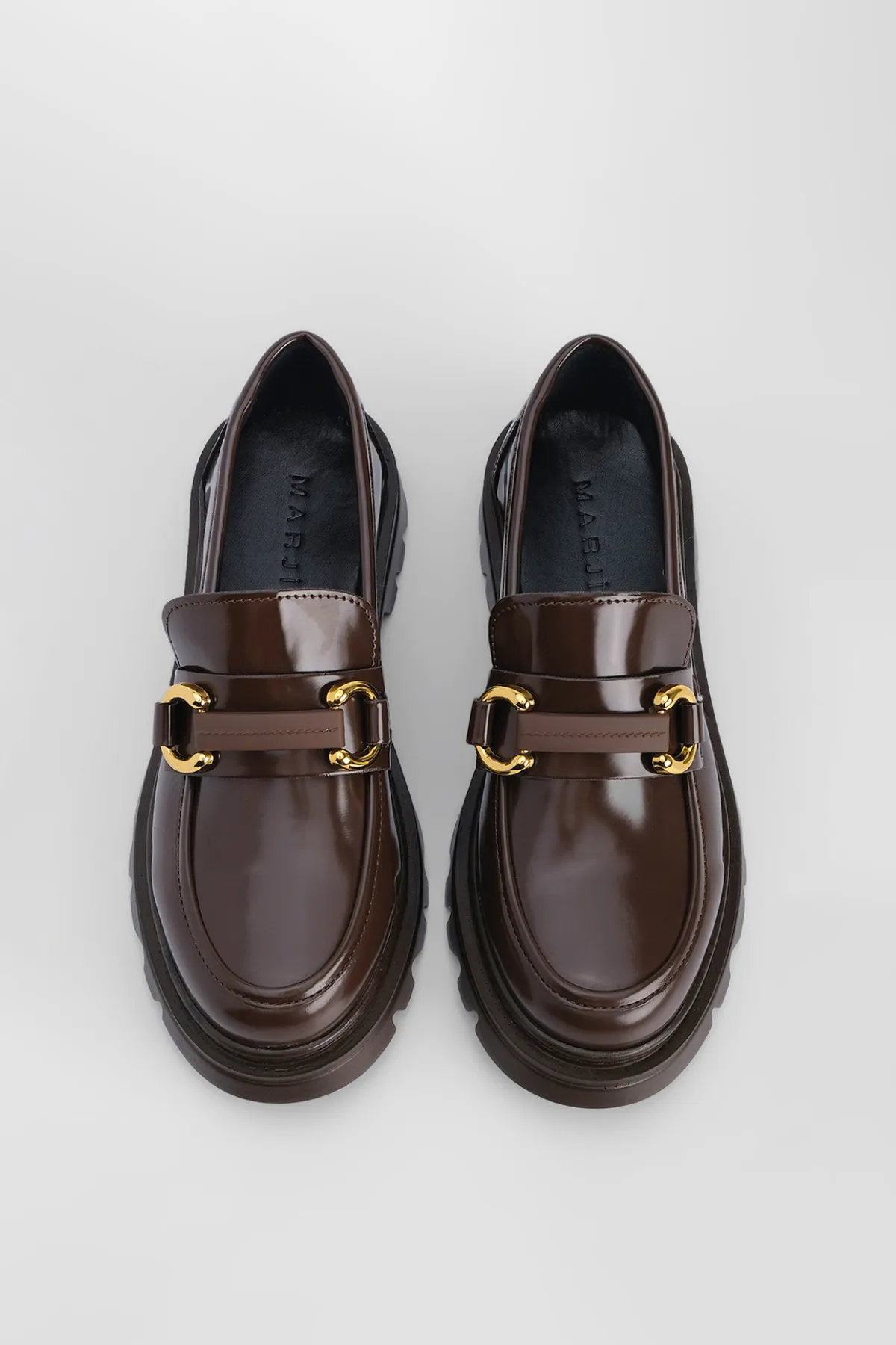 Marjin  Damen-Loafer mit hoher Sohle und Schnalle, Freizeitschuhe, Kinles, Braun