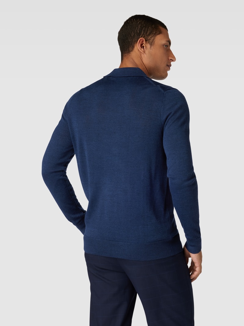 Strickpullover mit kurzem Reißverschluss in dunkelblau meliert