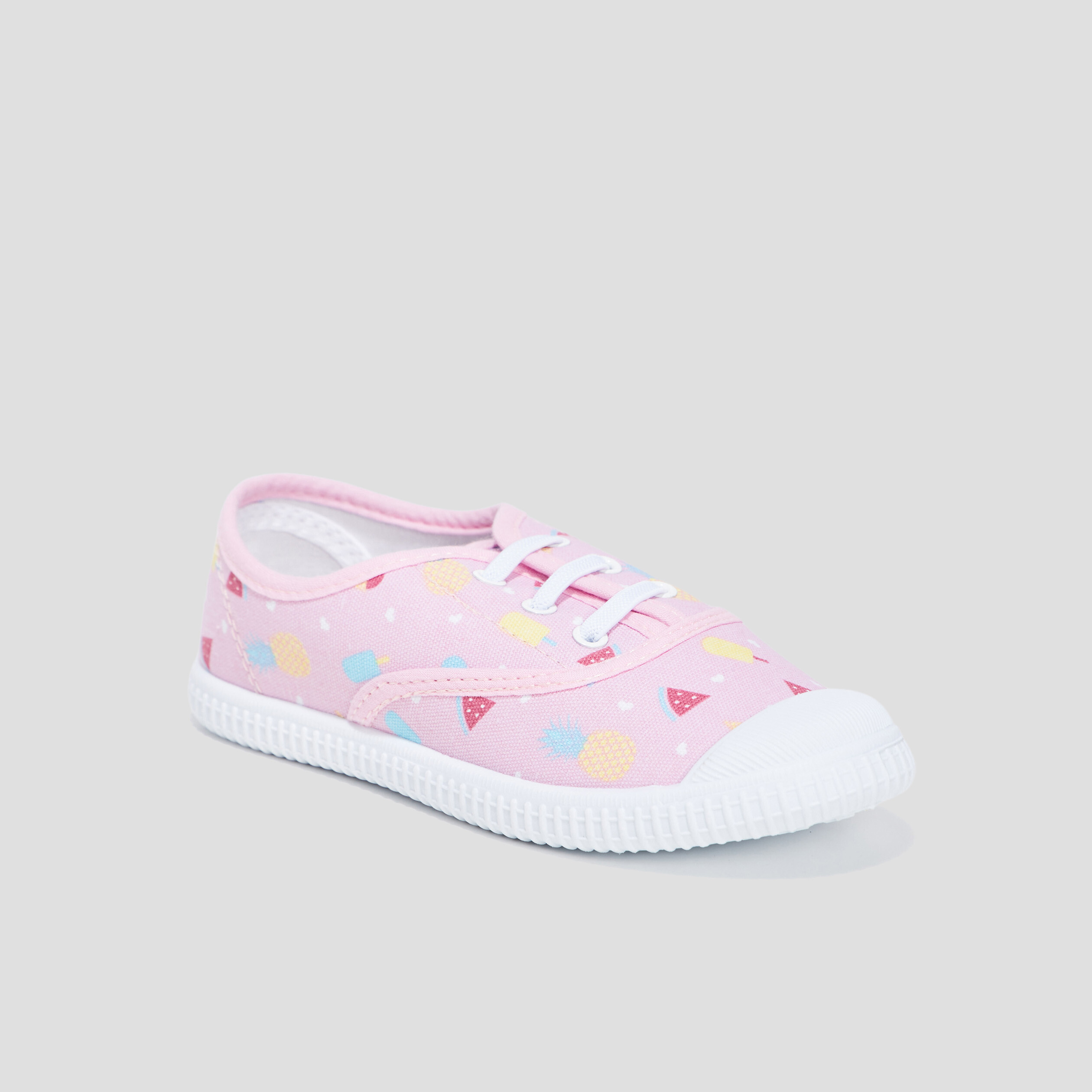 Tennis en toile à lacets rose fille | La Halle