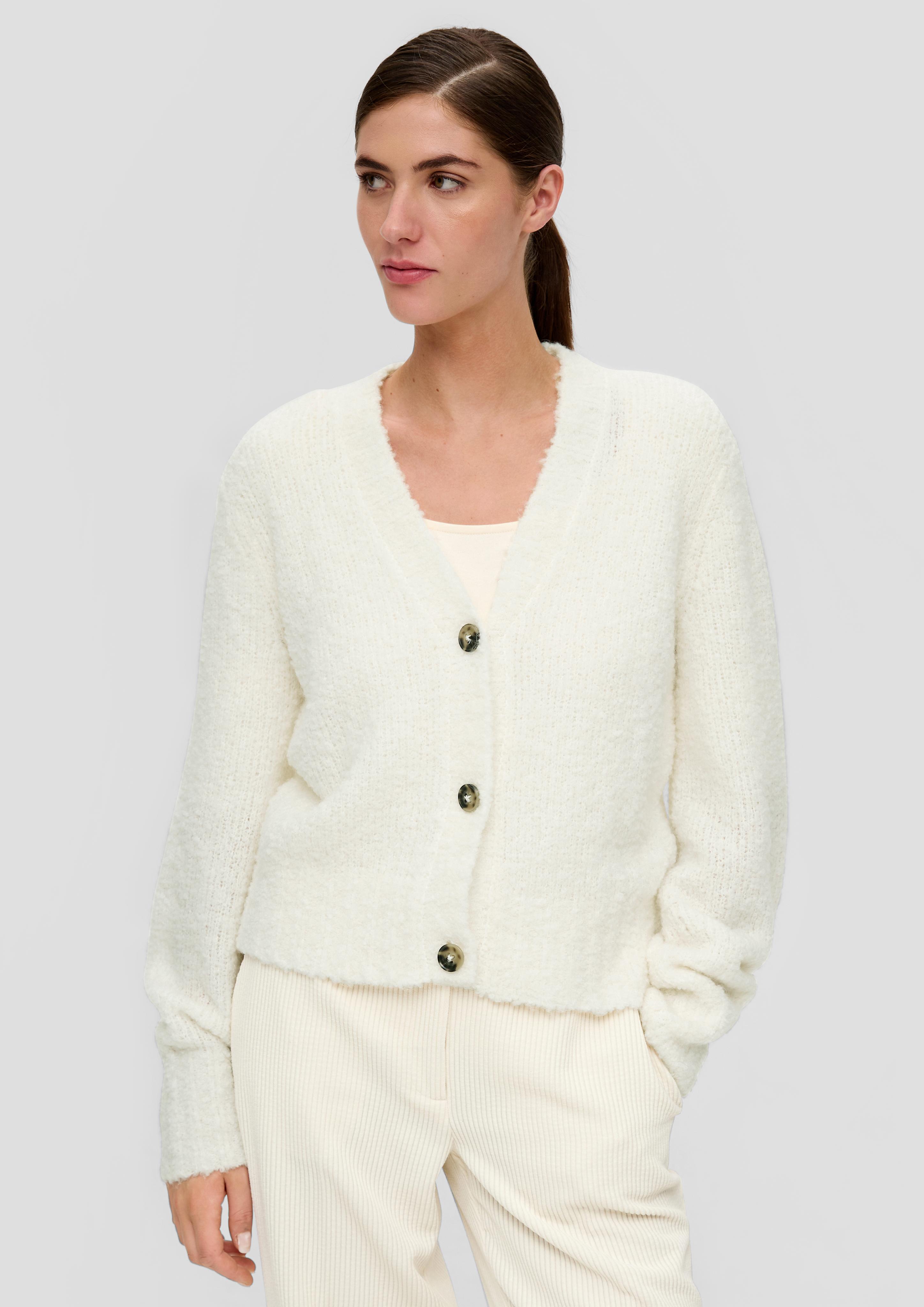 Verkürzte Strickjacke aus Alpakamix  2136001-0700