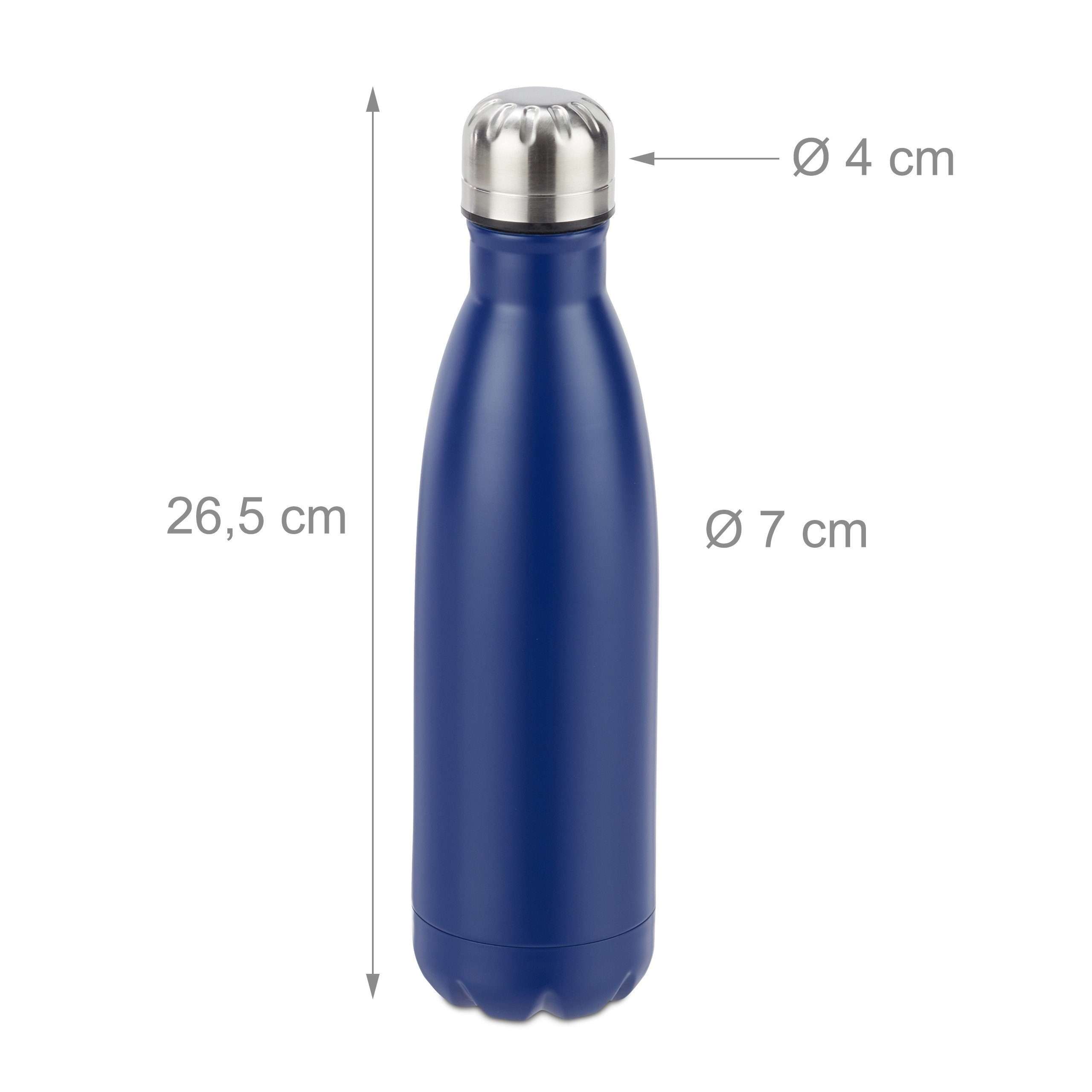 relaxdays Isolierflasche Trinkflasche Edelstahl, Dunkelblau