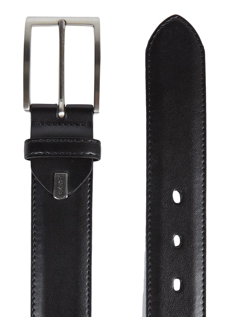 Ledergürtel mit Dornschließe in schwarz