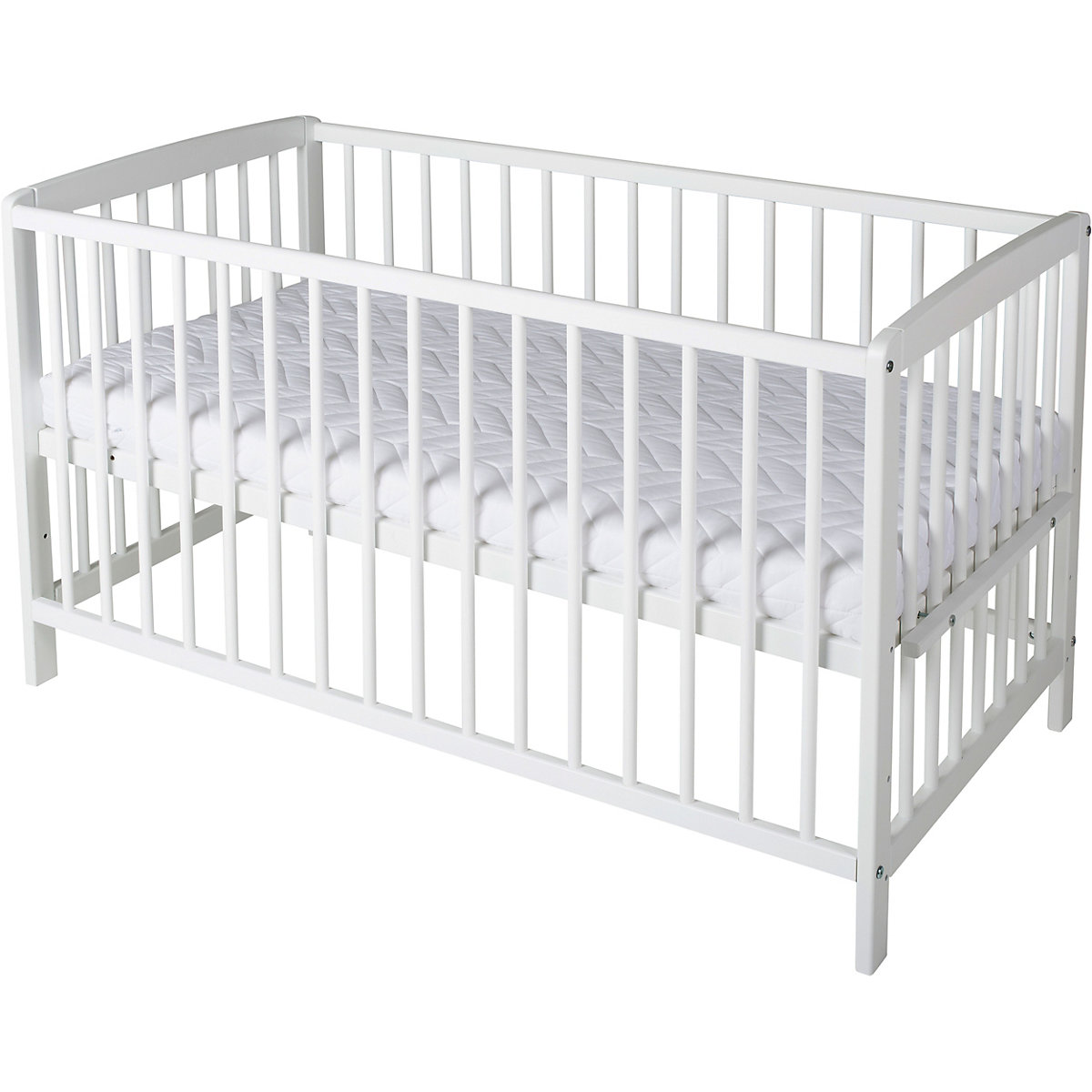 Beistell- Kinderbett Micky, Massivholz weiß lackiert, 60x120 cm
