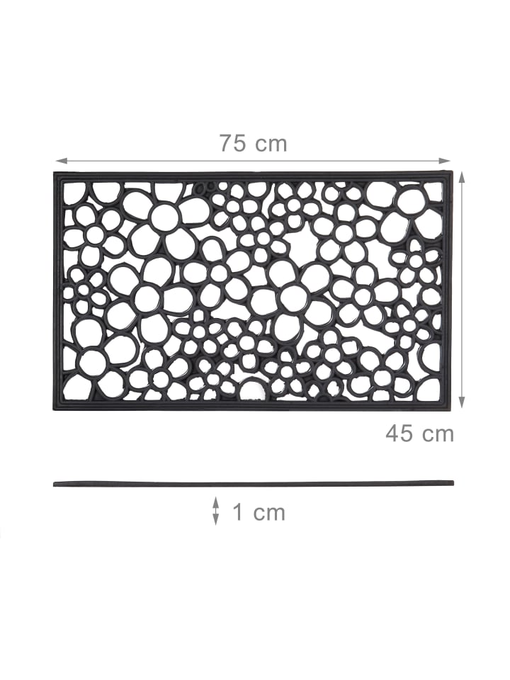 relaxdays Fußabtreter Blumen in Schwarz - (B)75 x (T)45 cm günstig kaufen onesize