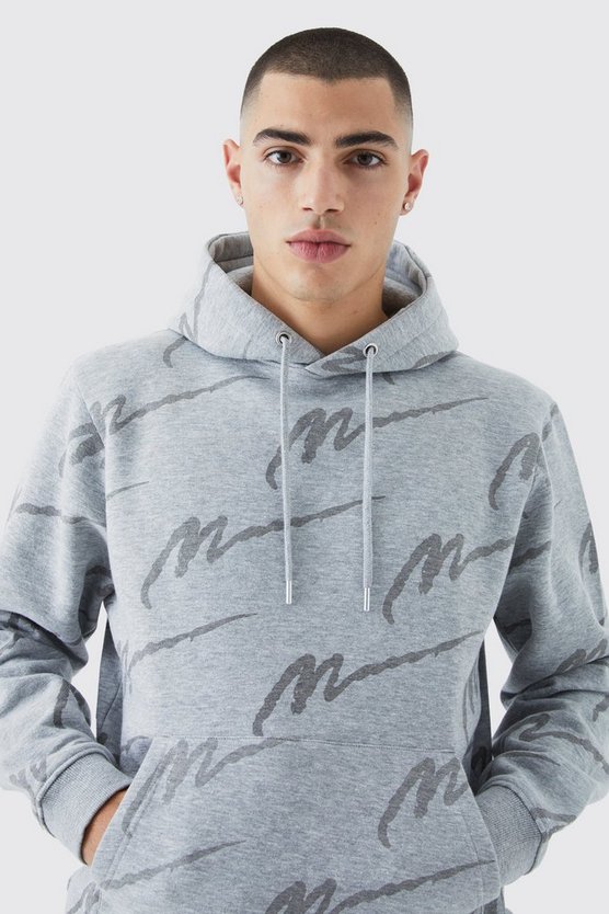 Man Signature Hoodie-Trainingsanzug mit Print