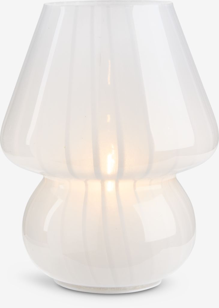 Lampe à piles JONNY JONNY Ø15 x H18 cm avec minuterie, blanche