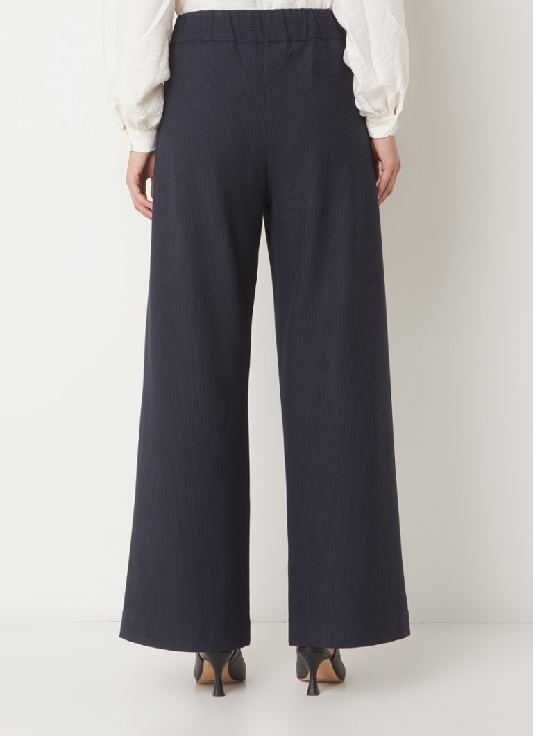 Pantaloni Benji cu talie înaltă, cu dungi fine și închidere cu noduri.