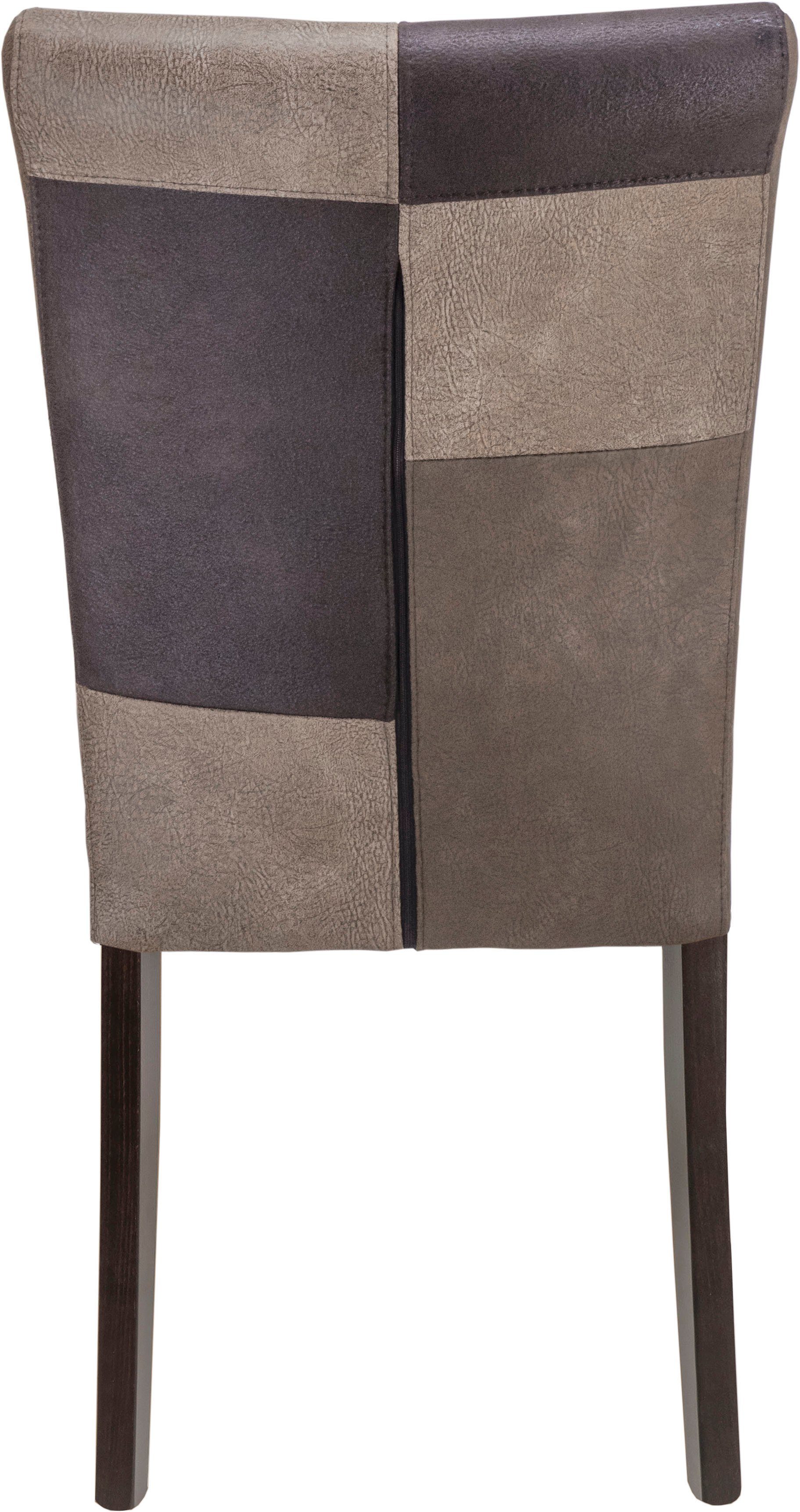 Home affaire Esszimmerstuhl Queen (Set, 2 St), Beingestell aus Massivholz, Patchwork Bezug im Landhaus Stil