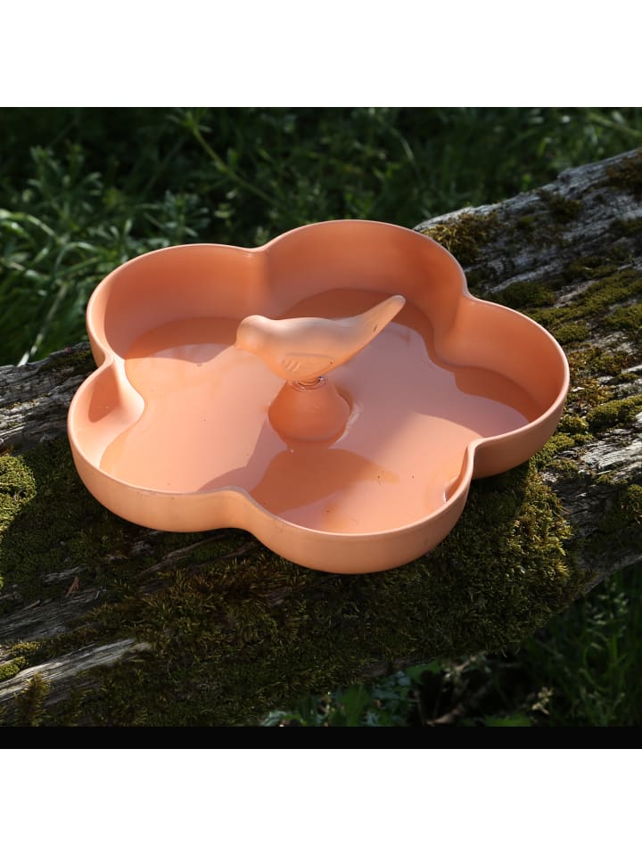 MARELIDA Vogeltränke Blume mit Vögelchen Futterschale Bambus in orange günstig kaufen onesize