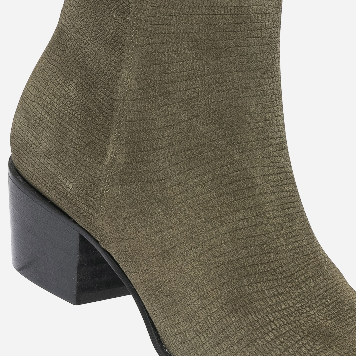 Boots TEXTO kaki éco-conçu cuir velours embossé