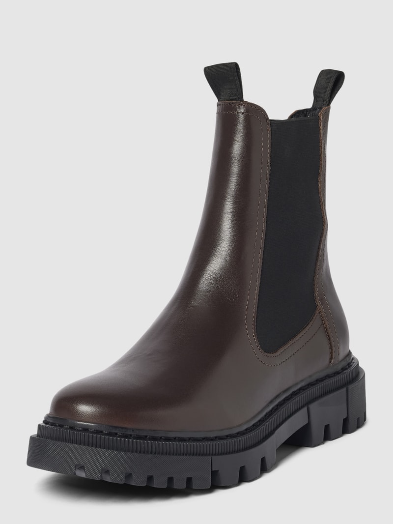 Chelsea Boots aus Leder mit Ziernaht in dunkelbraun