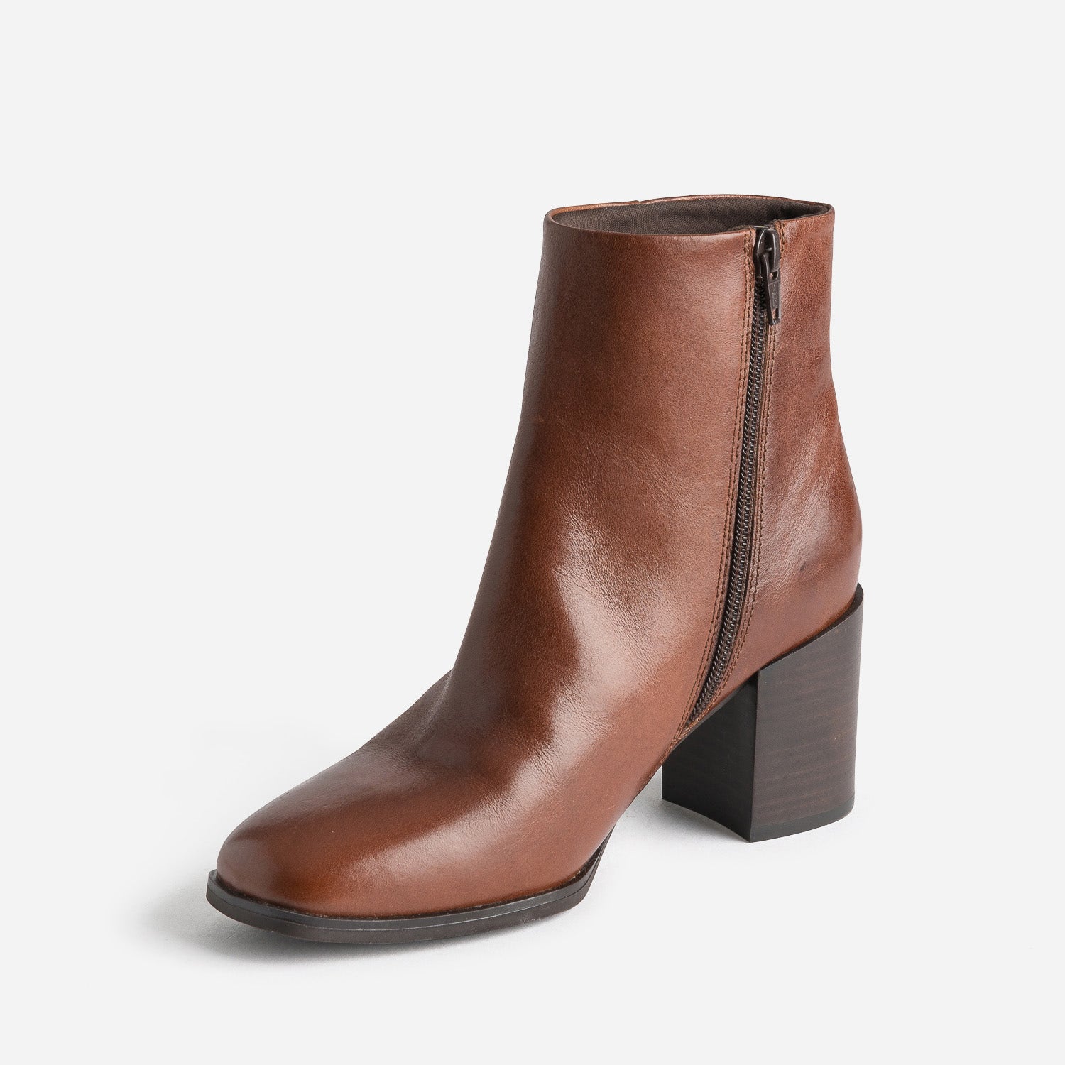 Boots cognac en cuir à talon