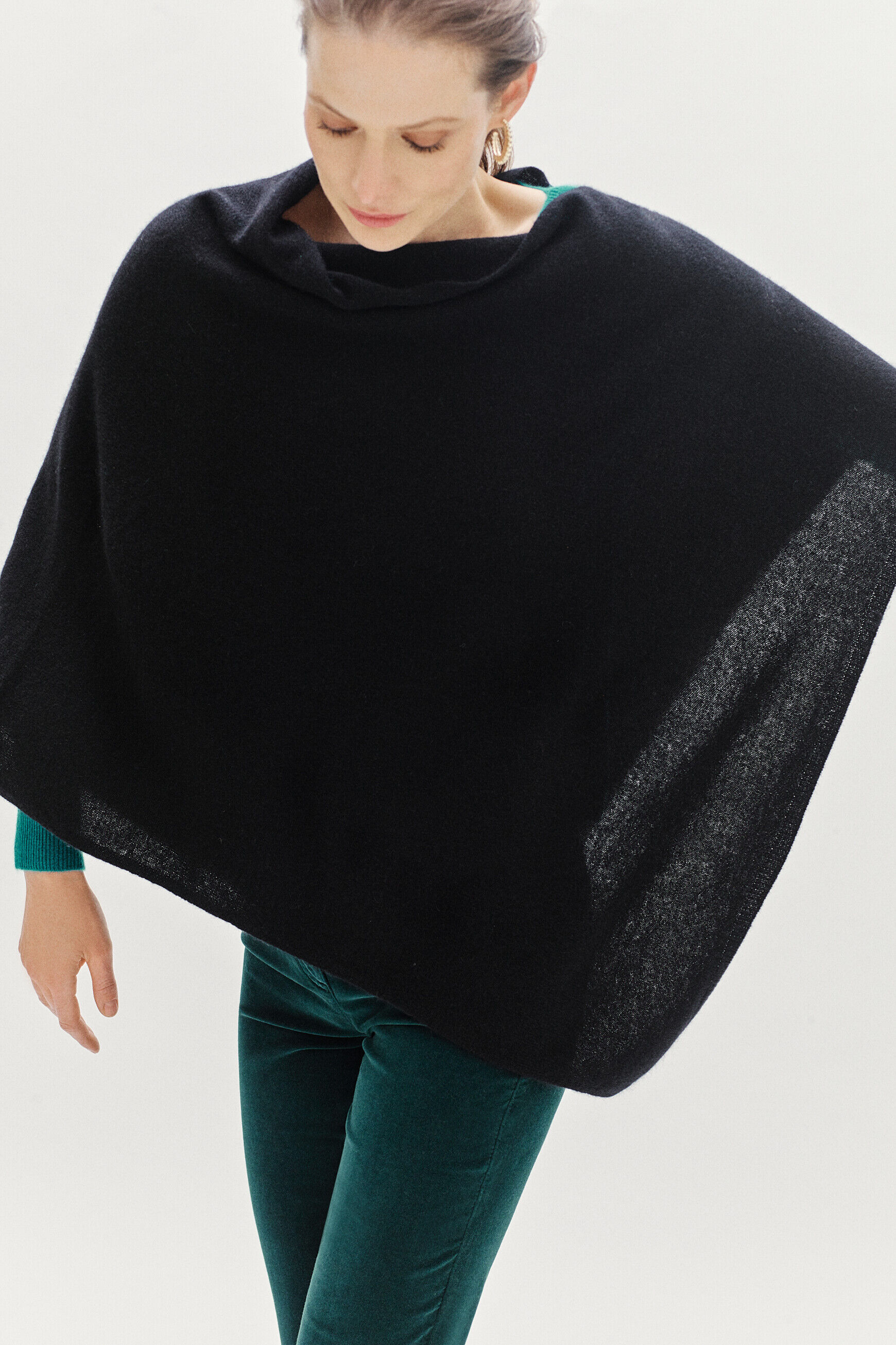poncho baltimore 100% cachemire noir femme