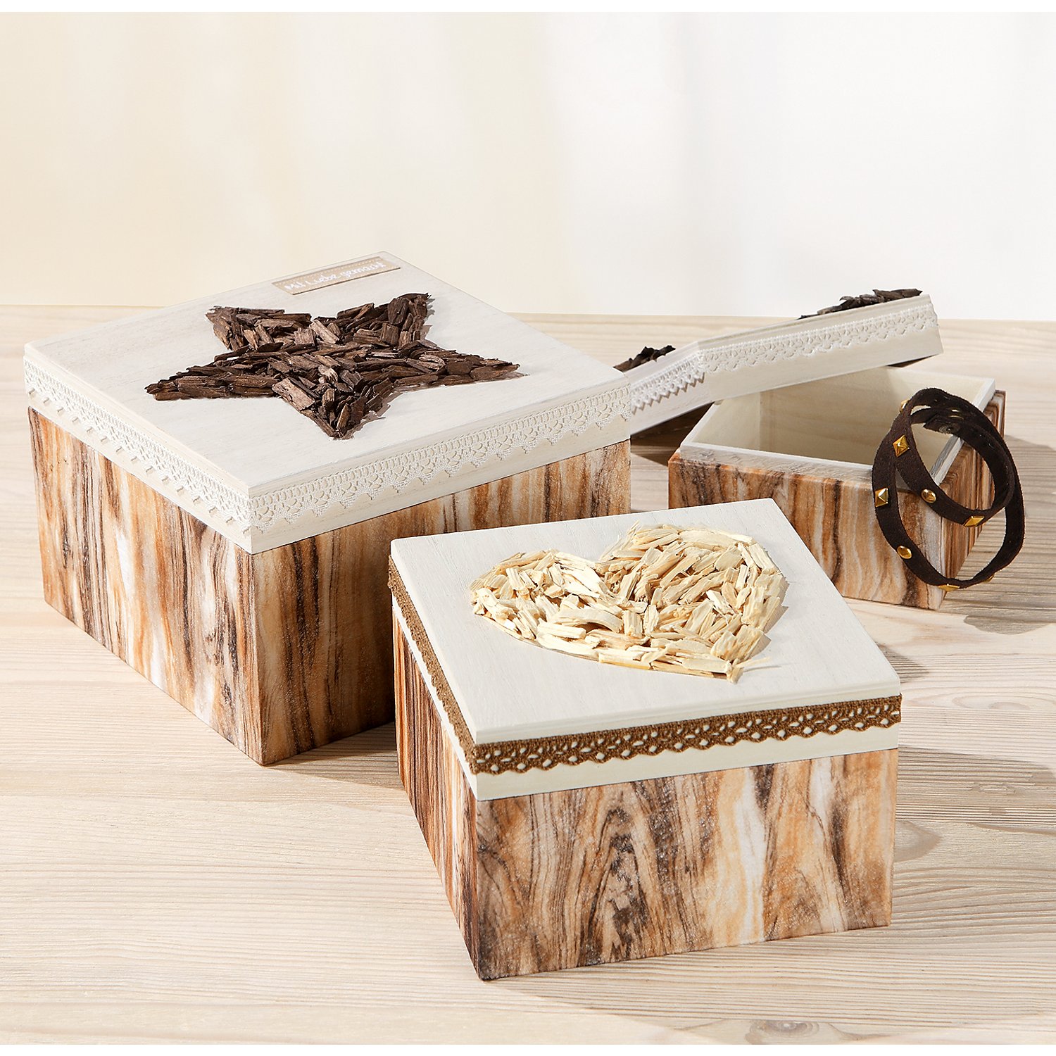 Klöppelspitzenpaket, braun-creme, 10–12 mm, 5x 1 m