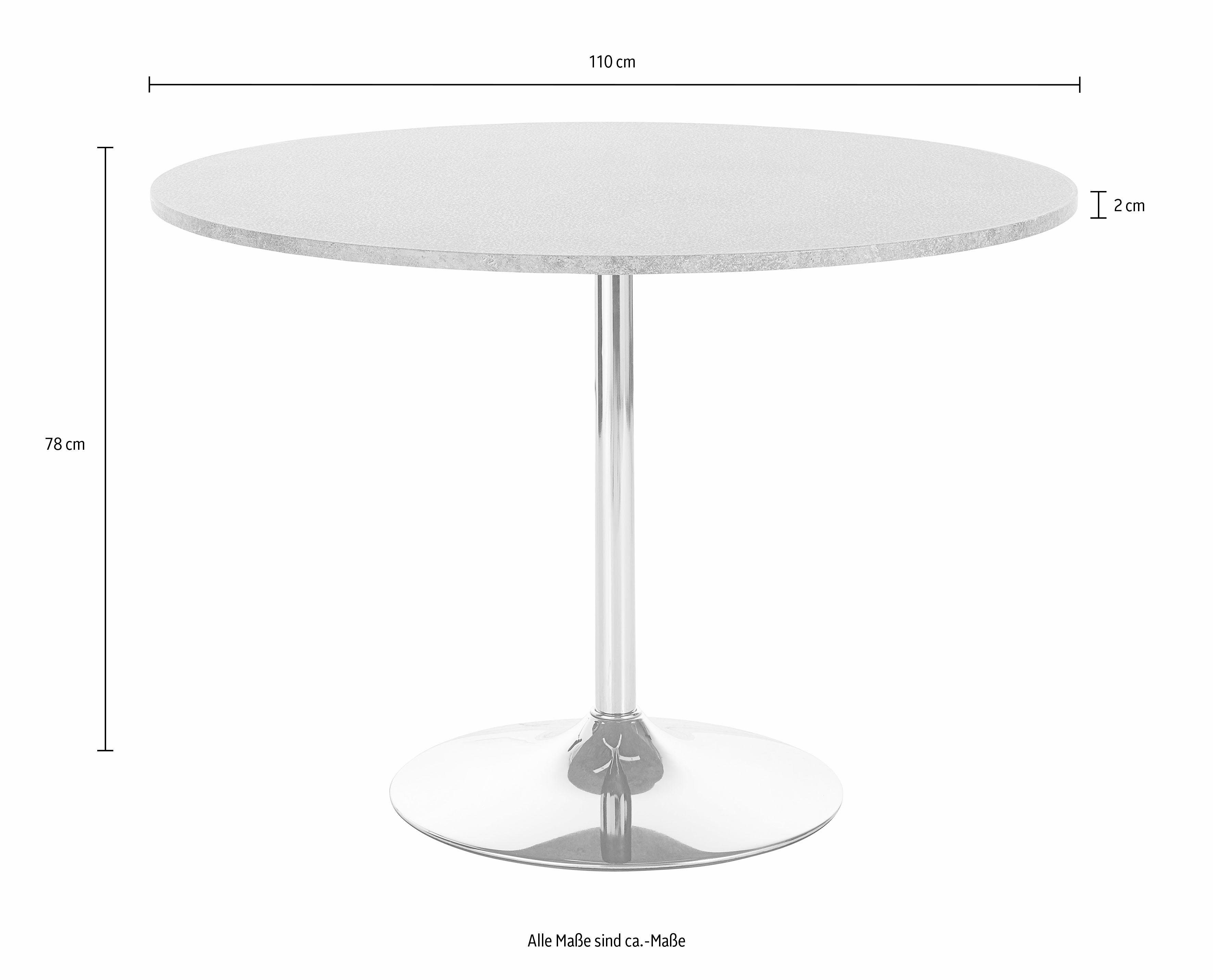 INOSIGN Esstisch Trompet, rund, Ø110 cm, Tischplatte weiß Hochglanz